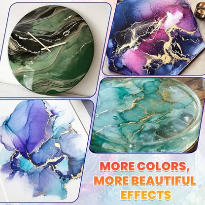 Alcohol Ink Set - 36 Bottles Vibrant Colors High Concentrated Alcohol-Based Ink, Concentrated Epoxy Resin Paint Colour Dye Great for Resin Petri Dish, Coaster, Painting, Tumbler Cup Making(10ml Each)