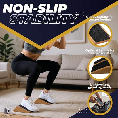 Squat Wedge Block Set 2 PCS with Bands, Jump Rope & Carry Bag