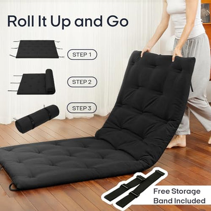 Syrinx Water Resistant Japanese Floor Mattress Futon, Full Size 75"x54" - color: Black, size: Full(75"L x 54"W x 2.5"Th)