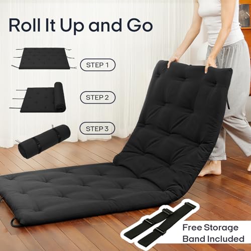 Syrinx Water Resistant Japanese Floor Mattress Futon, Queen Size 80"x60" - color: Black, size: Queen(80"L x 60"W x 2.5"Th)