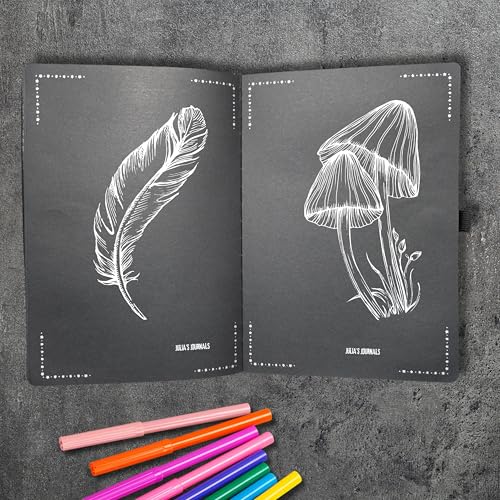 Julia's Journals Black Paper Journal for Writing or Sketch - 200 Pages (100 Sheets) - 100 GSM - A5 Note Book