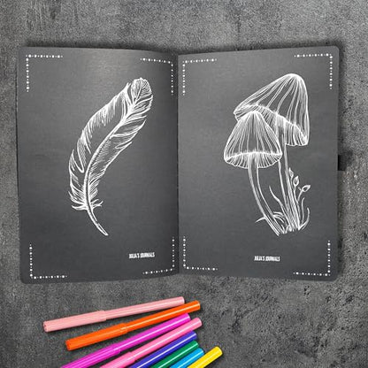 Julia's Journals Black Paper Journal for Writing or Sketch - 200 Pages (100 Sheets) - 100 GSM - A5 Note Book