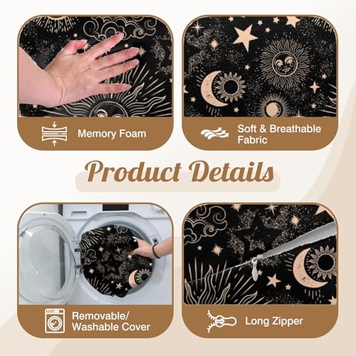 Knee Pillow for Back Sleeping – Half Moon Bolster Pillow for Under Knee While Sleeping Support, Leg & Back Pain Relief (21.5x9x5 Inches) - color: Black Gold