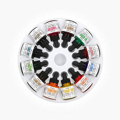 Dr. Ph. Martin's Hydrus Fine Art Watercolor (Set 2) Watercolor Set, 1.0 oz, Set 2 Colors, 1 Set of 12 Bottles