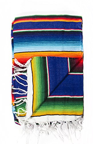 Del Mex Mexican Serape Blanket (X-Large, Blue) - color: Blue, size: X-Large