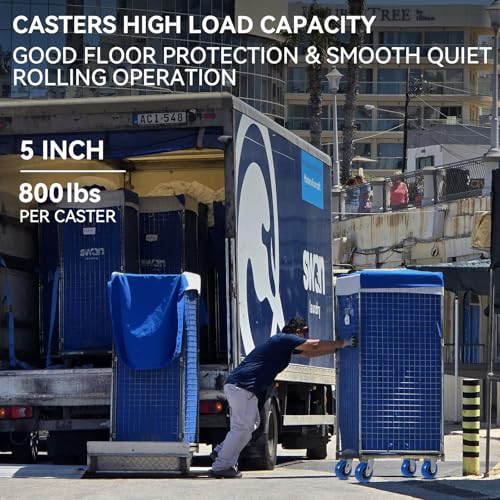5'' X 2'' Casters, Heavy Duty Caster Wheels, Industrial Swivel Casters Set of 4 with Load 3200lbs, Polyurethane on Polyolefin Core with Roller Bearing (4 Swivel) - style: 4 Swivel