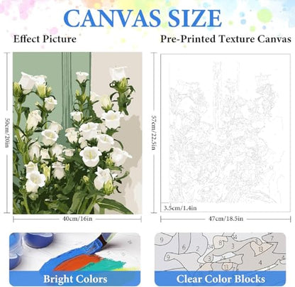 ZRIZQ Flowers Paint by Numbers Kit for Adults Beginner,Lily,16x20 | Full set with wooden brushes,rolled canvas,rich paints.Calming activity.Beginner friendly.Just open and paint. - color: 16"X20"Rolled Canvas(Frameless)-Flowers 11
