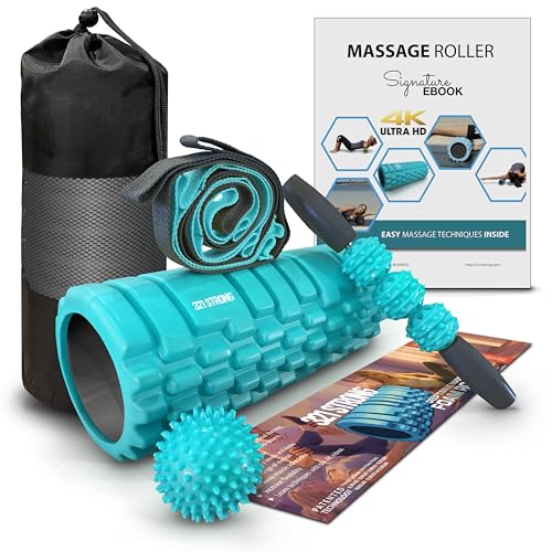 321 STRONG 5-in-1 Massage Set, Complete Mobility Kit for Workout Recovery - color: Soft Teal