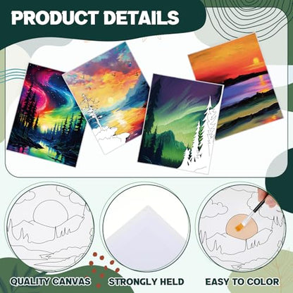 Zhanmai 88 Pcs 8 x 10 Inch Pre Drawn Canvas for Painting Kit Pre Stretched Canvas for Sip and Paint Party Favor Coloring DIY Virtual Party Birthday Gifts Adult's Date Night(Oil Painted Landscape) - style: Oil Painted Landscape