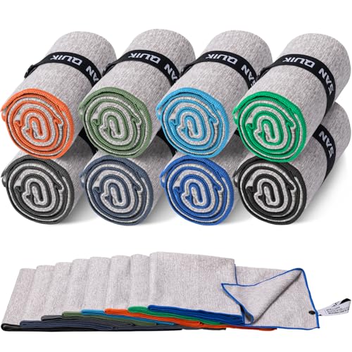 Microfiber Gym Towels 8 Pack, Quick Dry Silver ION Odor-Free Sweat Towel for Gym Men & Women Super Absorbent Fast Drying for Workout, Yoga, Running, Hiking, Travel（Forest Color,16x31.5Inch ） - color: Forest Color