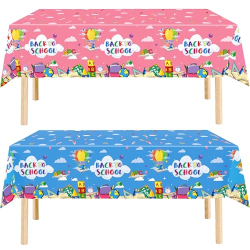 2 Pack Back to School Tablecloths Back to School Party Decorations | Disposable Plastic Rectangular Table Covers, for First Day of School Party Decoration, 54x108 Inch - color: Back to School