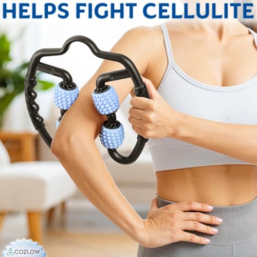 COZLOW Dual Sided Muscle Roller - Cellulite Massager for Arms and Legs - Flexible Massage Tool - Effective Sculpting Massage for Thighs, Butt - color: Blue/Black
