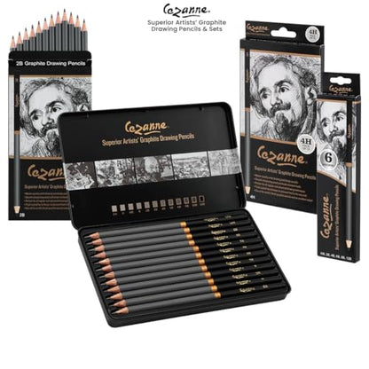 Cezanne Graphite Drawing Pencils Set - 7B, Set of 12 Break-Resistant Graphite Lead, Easy-to-Sharpen Sketch Pencils, Master Artist Quality Graphite Pencils for Technical and Artistic Drawing - color: 7B, size: Set of 12