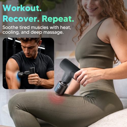 arboleaf Mini ThermaCool Massage Gun, Hot & Cold Percussion Muscle Relief - color: Gunmetal Gray