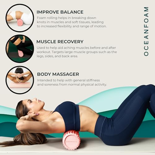 Oceanfoam Tidal Roller - Charcoal - Muscle Massage Foam Roller for Back Pain & Stretching - Firm and Ergonomic Wide Wave Textured - Yoga, Athletics, & Wellness - Full Size, 20" x 5" - color: Charcoal