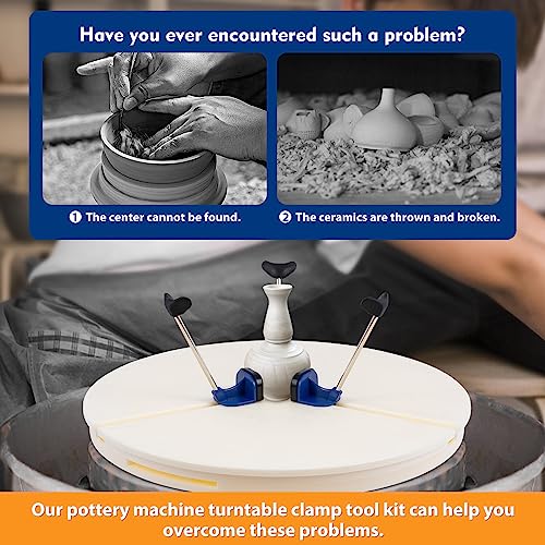 DYRABREST Portable Pottery Machine Turntable Clamp Pottery, Ceramic Pottery Trimming Turntable Tools Sculpting Clamp Repair Tools for Ceramic Beginners Professionals (White)