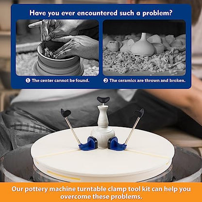 DYRABREST Portable Pottery Machine Turntable Clamp Pottery, Ceramic Pottery Trimming Turntable Tools Sculpting Clamp Repair Tools for Ceramic Beginners Professionals (White)