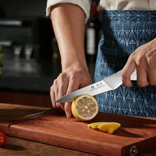 imarku 14-Piece Kitchen Knife Set, Gray Gyutou Knife Sets with Block and Build-in Sharpener, Ultra-Sharp Steak Knives Set of 6, Ergonomic Handle, Dishwasher Safe, New Apartment Essentials - color: Gray