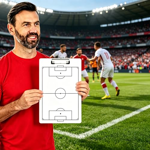 Soccer Coaching Board Dry Erase Soccer Tactics Clipboard Double Sided Coaching Board with Full and Half Field Layout, Soccer Strategy Board with Marker for Coaches - color: Soccer Coach Whiteboard