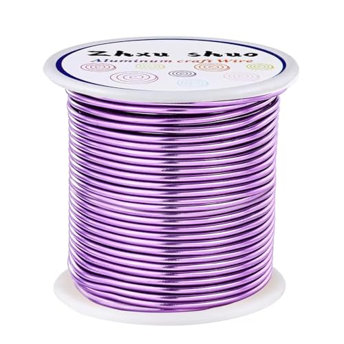 12 Gauge(2mm) Aluminum Wire 35 Yards Anodized Metal Wire for Bonsai Armature Crafting Sculpting Jewelry Craft Making Beading Floral (Light Purple, 12 Gauge) - color: Light purple