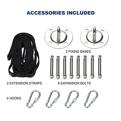 ZELUS Aerial Yoga Swing Sling Strong Yoga Hammock Kit Set Trapeze Inversion Equipment Include 2 Extensions Straps and Ceiling Mounting Kit - color: Black