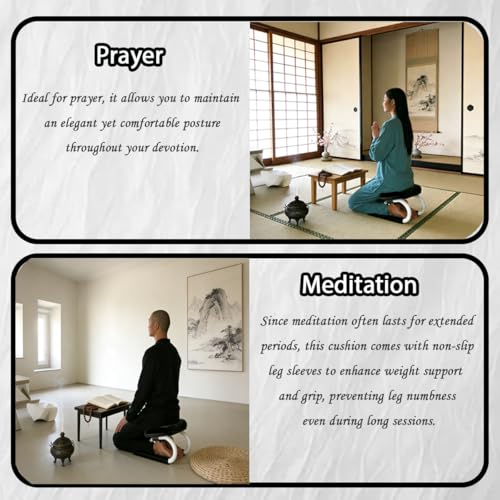 Meditation Bench,Adjustable Metal Kneeling Chair,Non-Slip Meditation Chair with Cushion,Ergonomic Meditation Chairs or Yoga Stool, Seiza Chairs for meditations, Home Studios, Yoga Rooms.