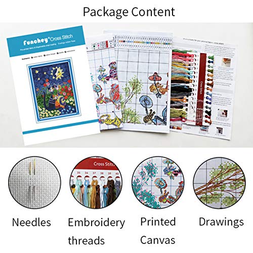 Funchey Stamped Cross Stitch Kits, DIY Cross Stitch Pattern for Adults Beginners Needlepoint Kits Embroidery Kit Arts and Crafts 11CT- Cute Colorful Bird 16x20 inch - color: Handicraft patterns08