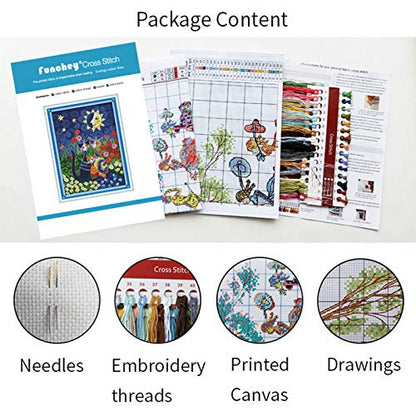 Funchey Stamped Cross Stitch Kits, DIY Cross Stitch Pattern for Adults Beginners Needlepoint Kits Embroidery Kit Arts and Crafts 11CT- Cute Colorful Bird 16x20 inch - color: Handicraft patterns08