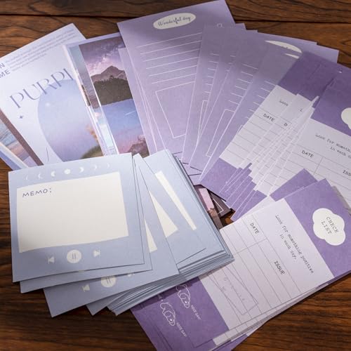 JOYCHOIC 348 Pcs Scrapbook Kit, Moonlight Junk Journal Supplies, Purple Journaling and Scrapbooking Materials, Large Aesthetic Collection for Women, Stationery DIY Arts Craft, Adults Daily - color: Moonlight