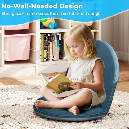 2Pcs Floor Chair with Adjustable Back Support for Kids and Adults - color: Blue-2 Pcs