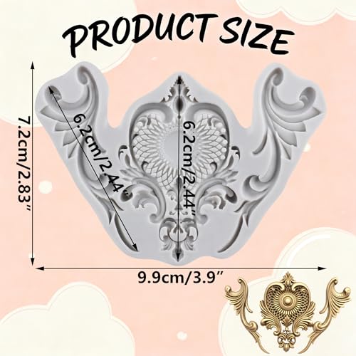Baroque Scroll Relief Polymer Clay Molds Baroque Silicone Mold | Epoxy Resin Casting DIY Crafts Air Dry Polymer Crafts Supplies Clay Tools - color: Style J