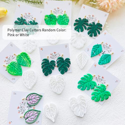 Leaf Shape Polymer Clay Cutters Set – Molds and Clay Cutters for Polymer Clay, Botanical Clay Earring Tools - color: B color