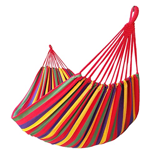 GOCAN Hammock Brazilian Extra Large Hammocks bedsize 250x160cm | Poly-Cotton Hammock 500 Lbs Maximum Weight Capacity for Patio, Porch, Garden & Backyard Lounging, Indoor & Outdoor Use - color: Rainbow Stripe, size: XXX-Large