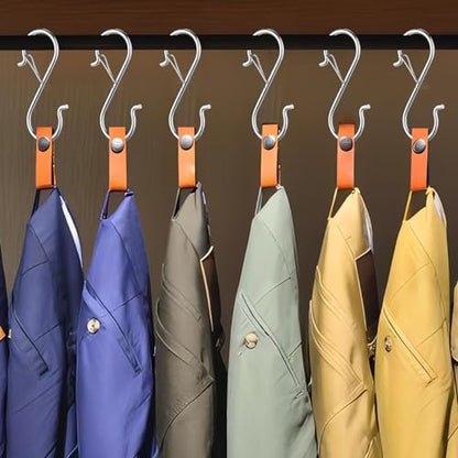 12 PCS S Hooks for Hanging with Safety Buckle, Heavy Duty Metal S Hooks | 3.5 inch S Shaped Hanger Hooks for Hanging Kitchen Utensil, Cups Pots Pan Closet Plants Purse Bags Hats (Silver) - color: Silver