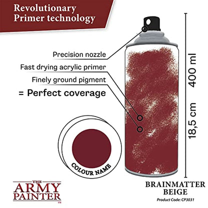 The Army Painter, Colour Primer Brainmatter Beige, 400 ml acrylic spray | Spray Paint Basecoat for Miniature Model Undercoat Priming, Plastic Wargames, DnD & Warhammer - color: Brainmatter Beige