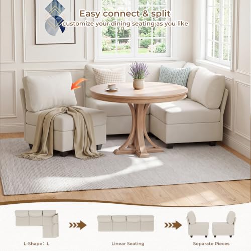 Breakfast Nook Bench with Storage, 4 Seats Modular Corner Banquette Seating - size: 4 Seats