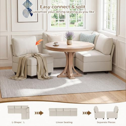 Breakfast Nook Bench with Storage, 4 Seats Modular Corner Banquette Seating - size: 4 Seats