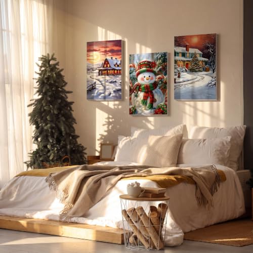 Honoson 6 Pcs Christmas DIY Paint by Number Kits for Adults | Framed Canvases with Easels, Snowman, Christmas Tree, Suitable for Beginners, Ideal for Wall decor and Stress Relief - style: Christmas