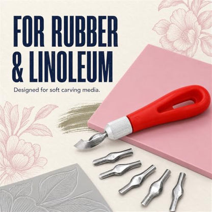 Rubber Block Stamp Carving Block Stamp Making Kit with Cutter Tools, 1 Carving Rubber Stamp for Printmaking, Printing and More - size: 1 Rubber Block + Carving Tool