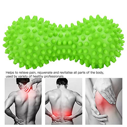 PVC Peanut Massage Ball, Peanut Massage Roller, Spiky Massage Ball, Yoga Spike Ball for Muscle Hand Planta Pedis Relaxation (Green)