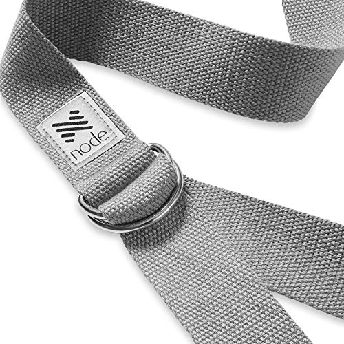 7-1/2' Yoga Strap for Stretching, Woven Cotton Blend Yoga Strap with Adjustable D-Ring Buckle for Exercise, Therapy and Fitness - color: Gray