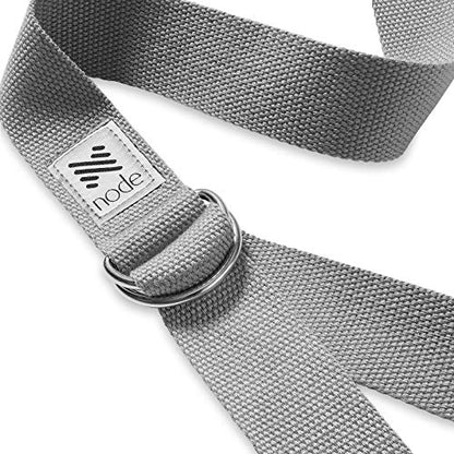 7-1/2' Yoga Strap for Stretching, Woven Cotton Blend Yoga Strap with Adjustable D-Ring Buckle for Exercise, Therapy and Fitness - color: Gray