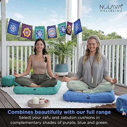 NOLAVA Round Zafu Cushions 15"x6" & Zabuton Meditation Cushions 32"x28"x3" - Premium Comfort for Mindful Practices - Yoga Bolster Pillow & Meditation Floor Pillow Essentials - color: BLUE