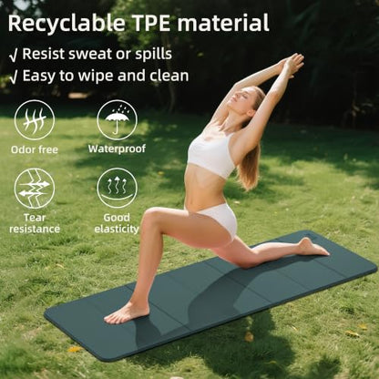 WEILA 1/2 Inch 70"x24" Foldable TPE Yoga Mat, Thick Non Slip Pilates Mat - color: Avocado