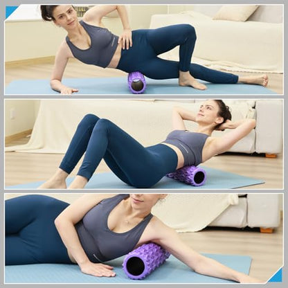 Foam Roller, 15 inch High Density Massage Roller for Exercise - color: Purple