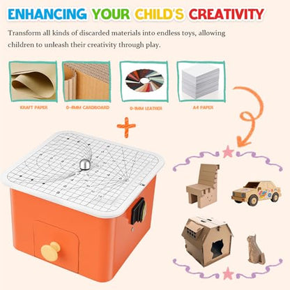 Safe Cardboard Cutter for Kids | Bladeless Paper Cutting Tool,DIY Craft Kit for Building 3D Models, Cardboard Construction and Creative Projects