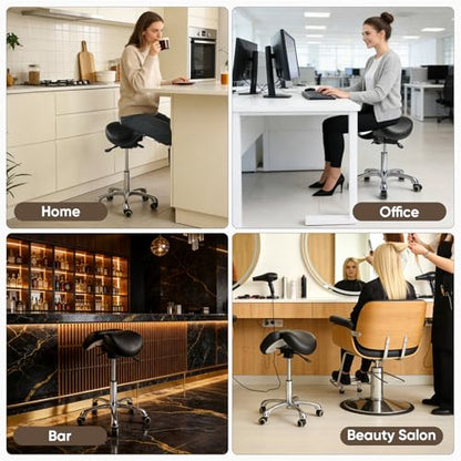 Ergonomic Saddle Stool,Split Saddle Chair, Adjustable Height Rolling Chair, 360° Swivel for Massage, Spa, Tattoo, Office - color: Saddle Stool
