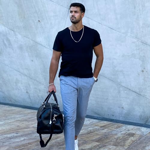 Time Resistance Leather Duffel Bag - Large Weekend Gym Travel Bag (Black) - color: Black