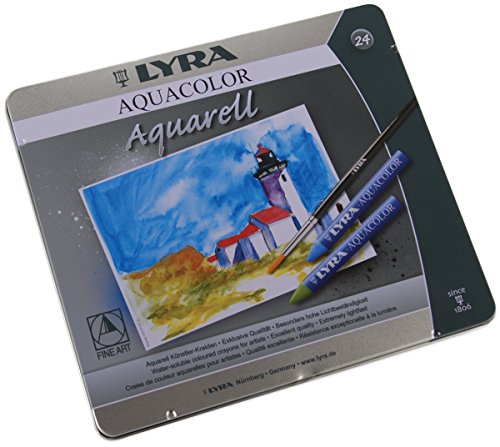Lyra Aquacolor Water-Soluble Wax Crayons, Set of 24 Crayons, Assorted Colors (5611240) - size: 24 Count (Pack of 1)