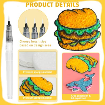 Nardo Visgo 60 Pcs Magic Foam Texture Painting Kit, Including 22 Pcs 3D Foam Paper, 24 Colors Acrylic Paint Markers, Magic Puffy Paint, DIY Bubble Drawing Art Supplies Kit